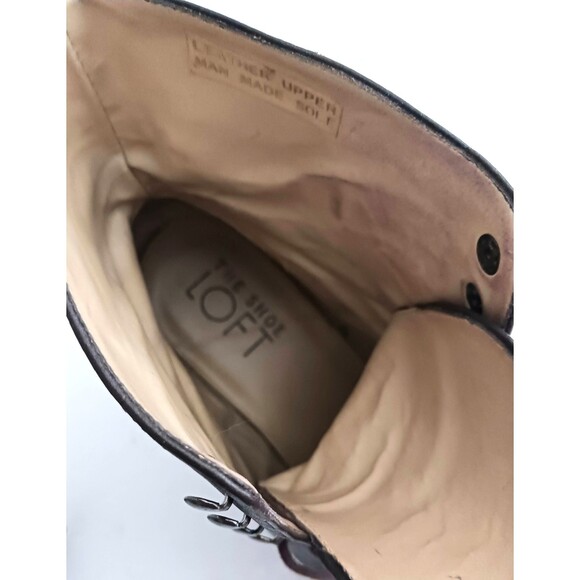 LOFT Brown Leather Lace Up Victorian Ankle Boot Cap Toe Curved Heel 7M - Picture 12 of 15